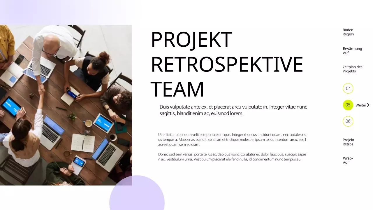 Violett Gelb Modern Einfach Team Retrospektive