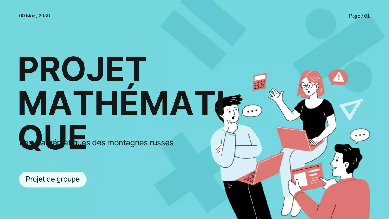 Bleu Rose Blanc Simple Moderne Projet de Groupe Mathématiques Matériel d'étude