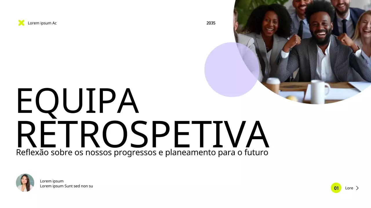 Roxo Amarelo Moderno Simples Equipa Retrospetiva
