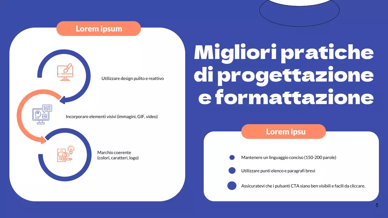 Strategia aziendale di email marketing semplice blu e arancione