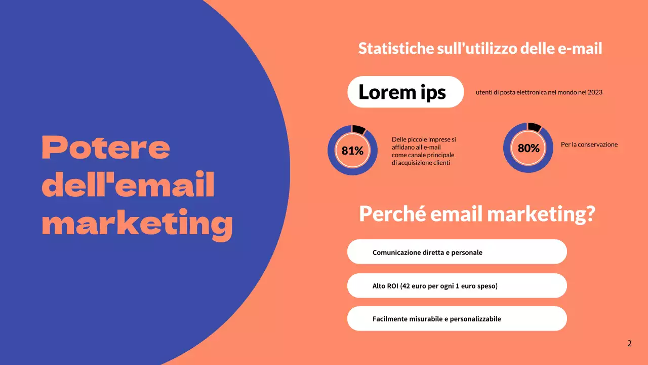 Strategia aziendale di email marketing semplice blu e arancione