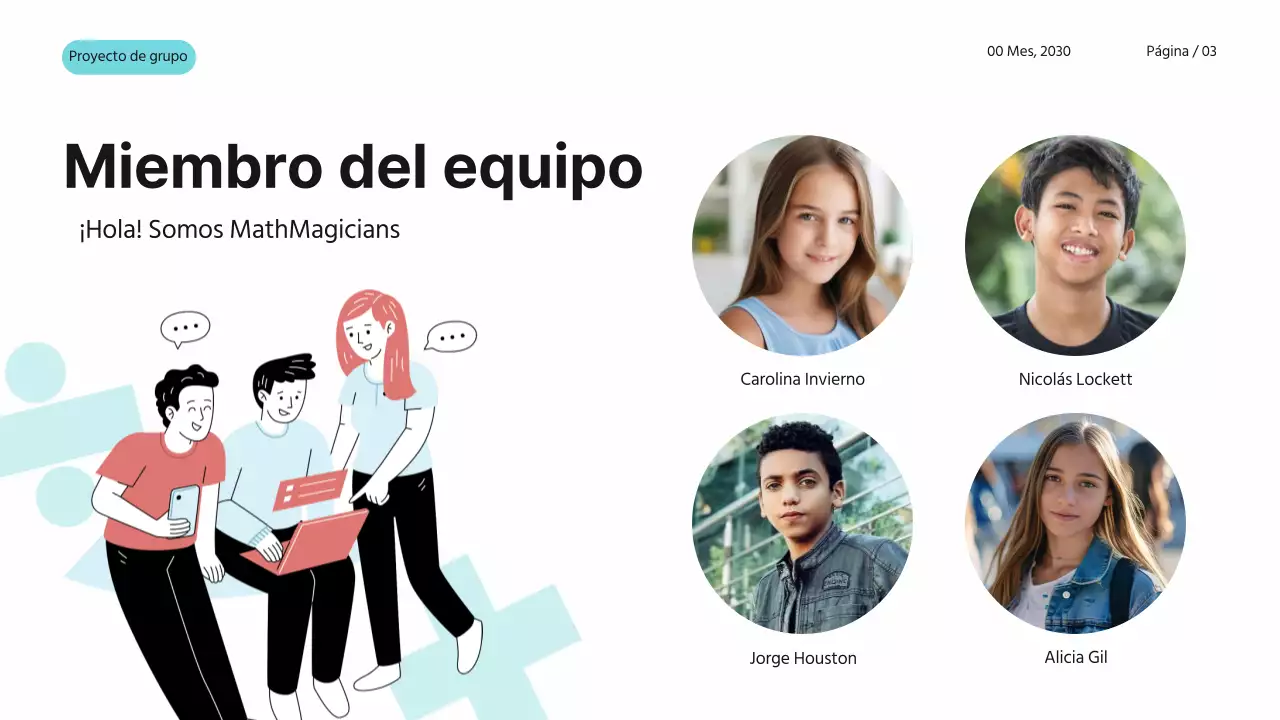 Azul Rosa Blanco Simple Moderno Proyecto de Grupo Matemáticas Materiales de Estudio