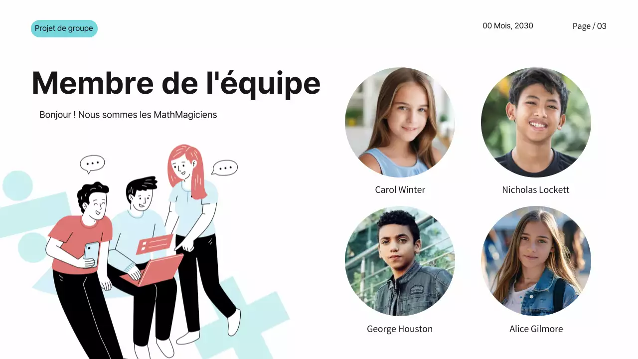 Bleu Rose Blanc Simple Moderne Projet de Groupe Mathématiques Matériel d'étude