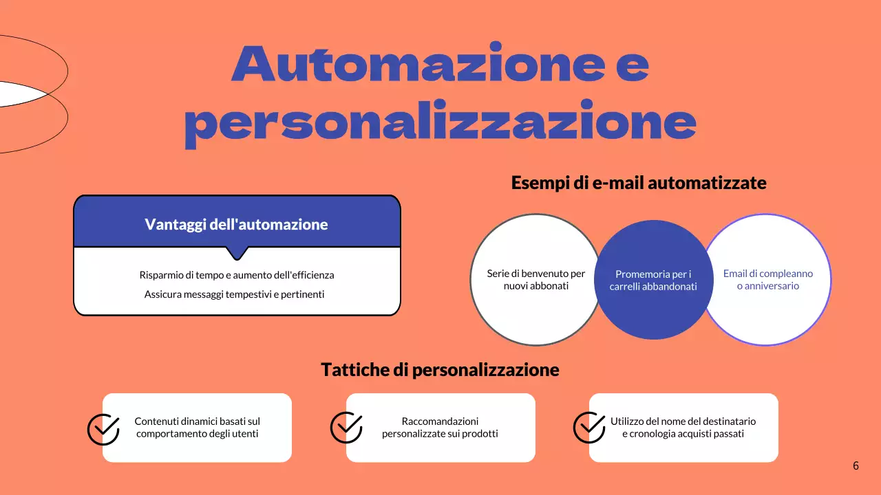 Strategia aziendale di email marketing semplice blu e arancione