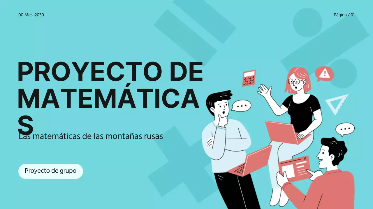 Azul Rosa Blanco Simple Moderno Proyecto de Grupo Matemáticas Materiales de Estudio