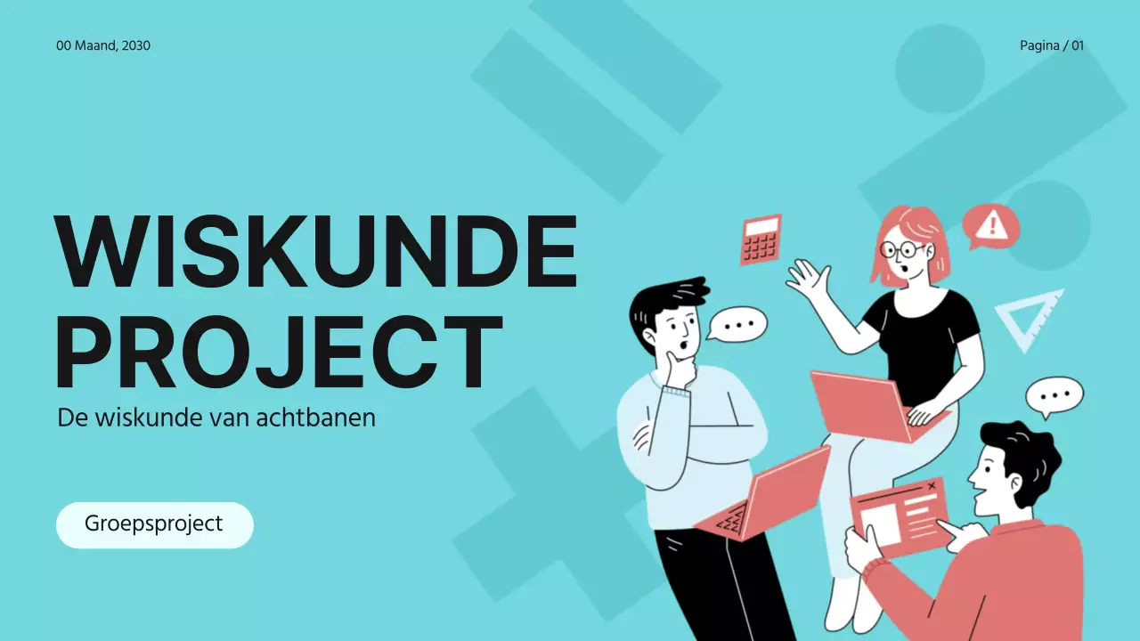 Blauw Roze Wit Eenvoudig Modern Groepsproject Wiskunde Studiemateriaal