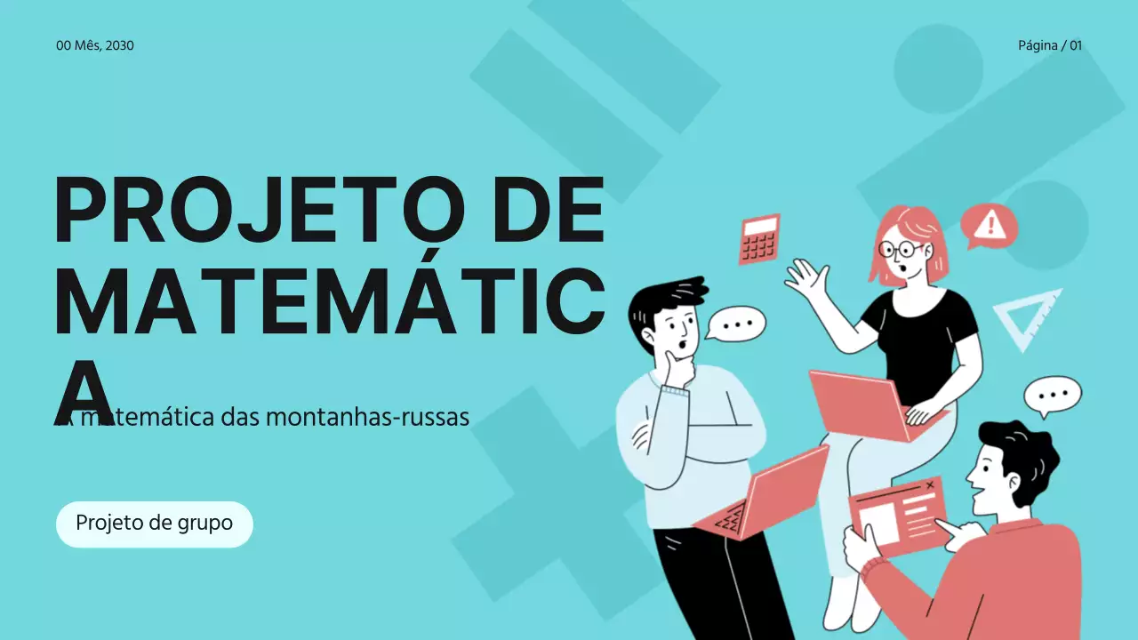 Azul Rosa Branco Simples Moderno Projeto de grupo Matemática Materiais de estudo
