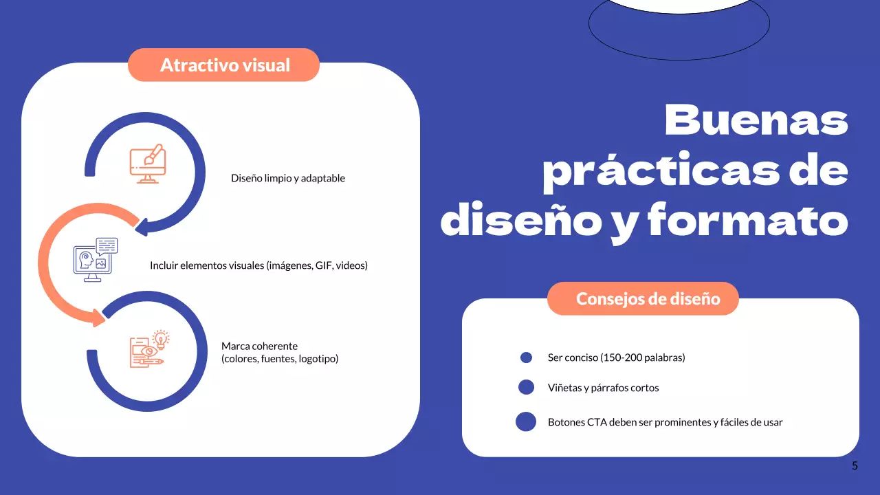Azul y naranja Estrategia empresarial de email marketing simple