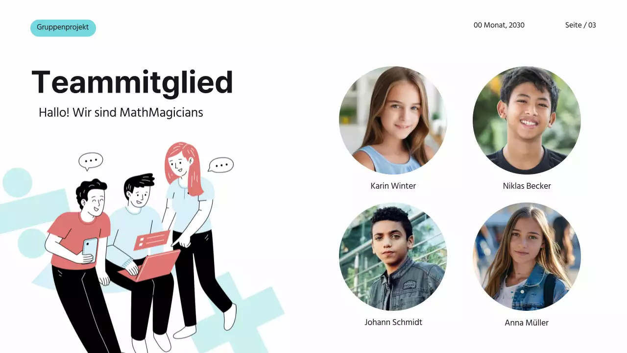 Blau Rosa Weiß Einfaches Modernes Gruppenprojekt Mathematik Studienmaterial