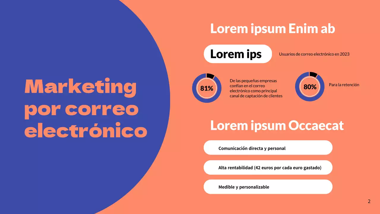 Azul y naranja Estrategia empresarial de email marketing simple