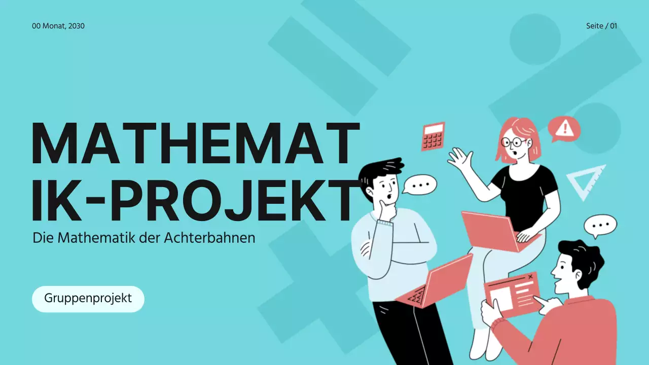 Blau Rosa Weiß Einfaches Modernes Gruppenprojekt Mathematik Studienmaterial