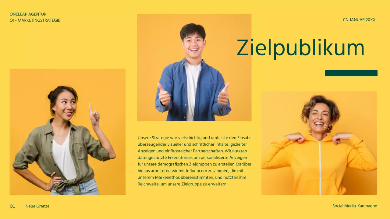 Moderne Social-Media-Kampagne in Orange und Gelb