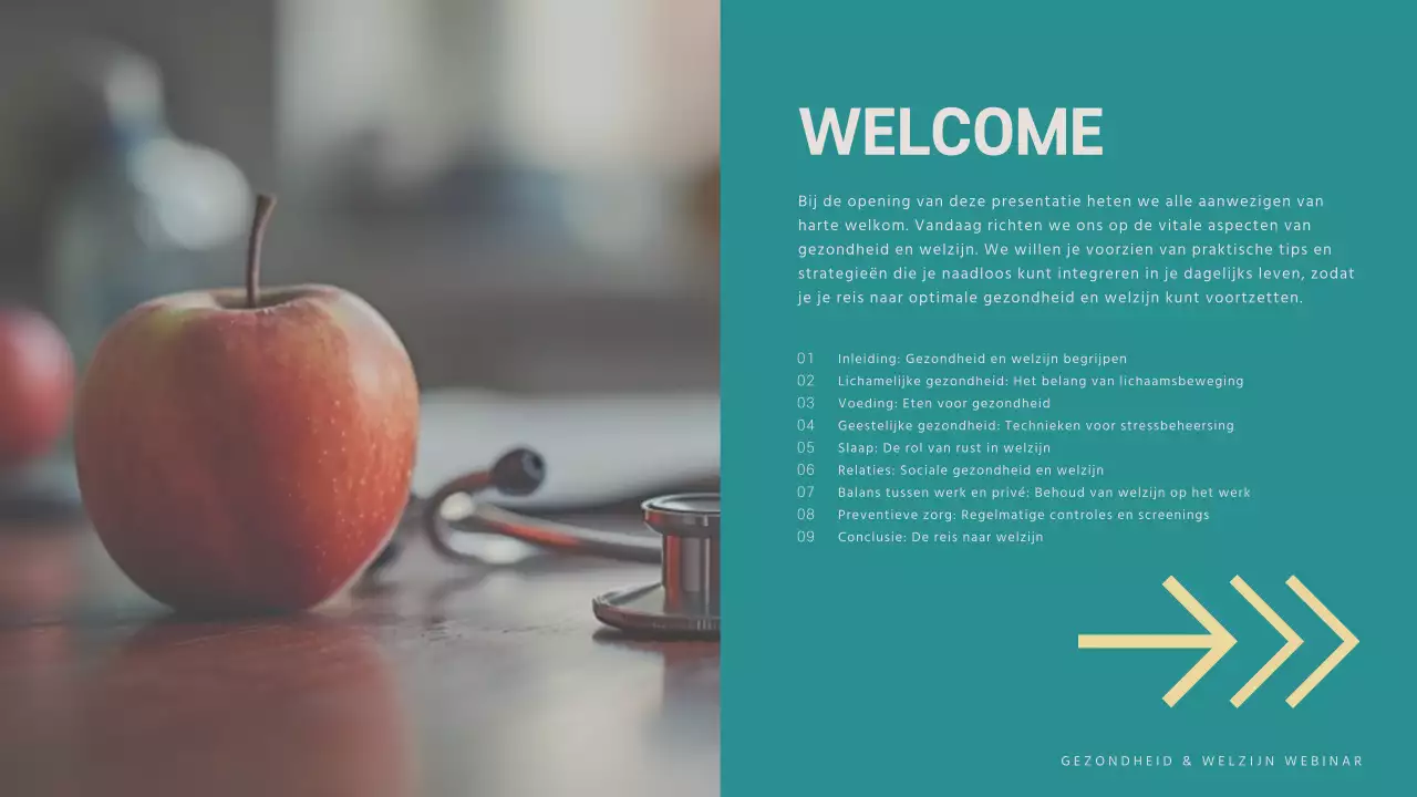 Blauw en geel modern gezondheids- en wellness webinar lezingenmateriaal