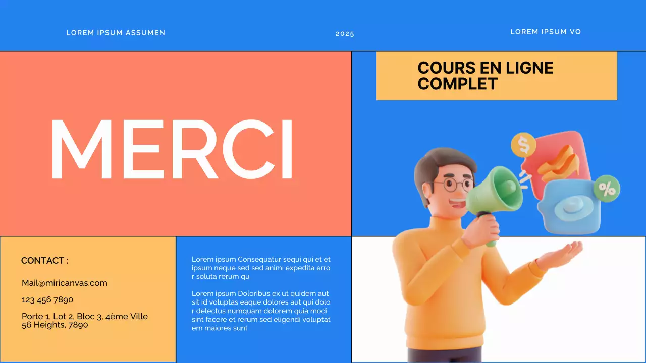 Matériel de cours pour l'apprentissage en ligne moderne bleu et orange