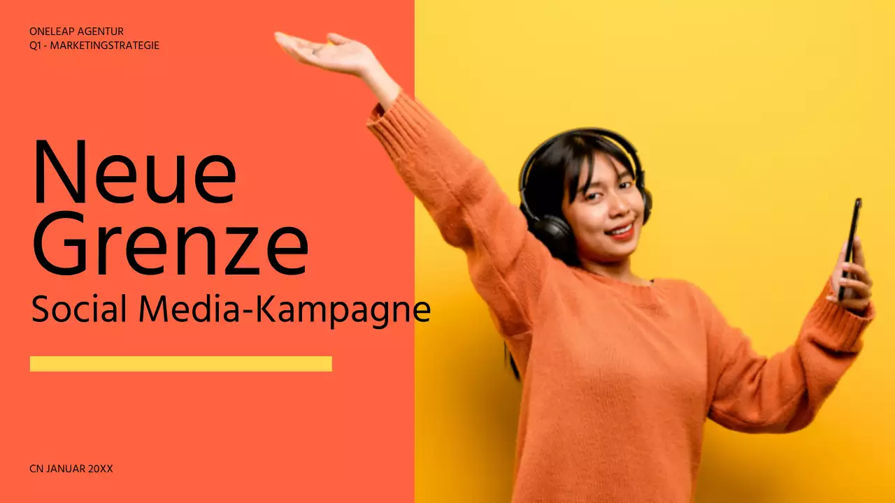 Moderne Social-Media-Kampagne in Orange und Gelb