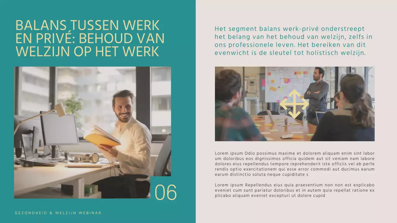 Blauw en geel modern gezondheids- en wellness webinar lezingenmateriaal