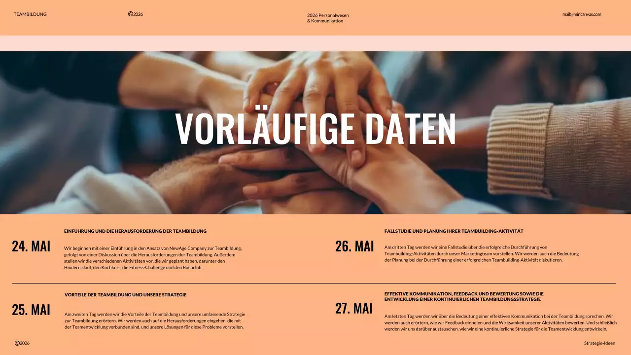 Elfenbein und Orange Moderner Vorschlag für Teambuilding