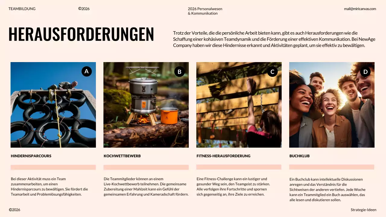 Elfenbein und Orange Moderner Vorschlag für Teambuilding