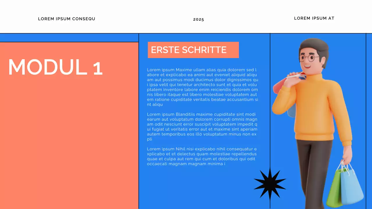 Blauer und oranger moderner Online-Lernkurs Vorlesungsmaterial