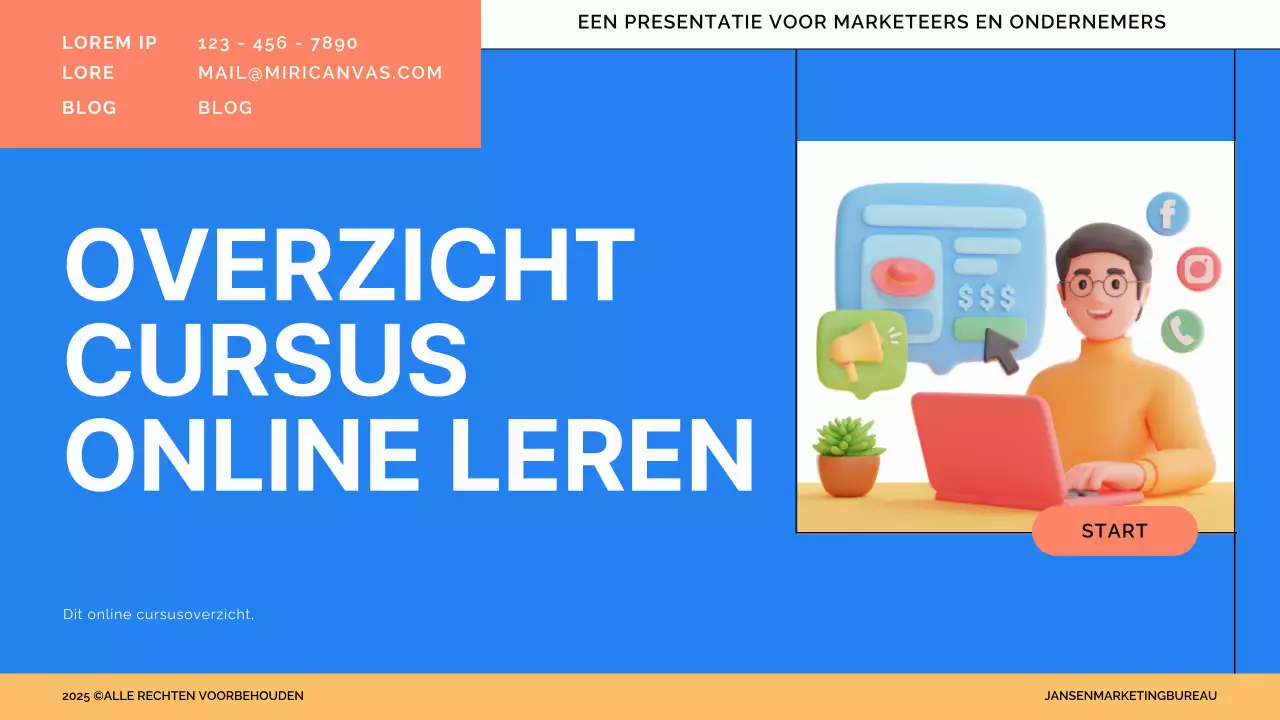 Blauw en oranje modern online lesmateriaal