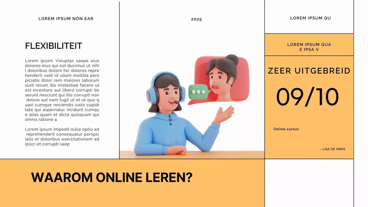 Blauw en oranje modern online lesmateriaal