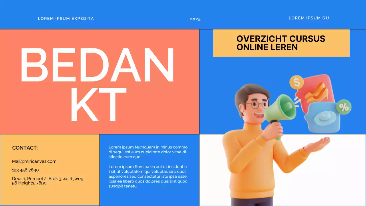 Blauw en oranje modern online lesmateriaal