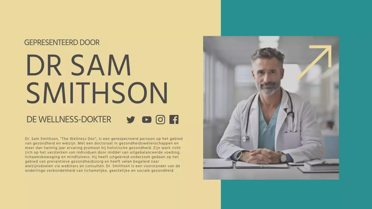 Blauw en geel modern gezondheids- en wellness webinar lezingenmateriaal