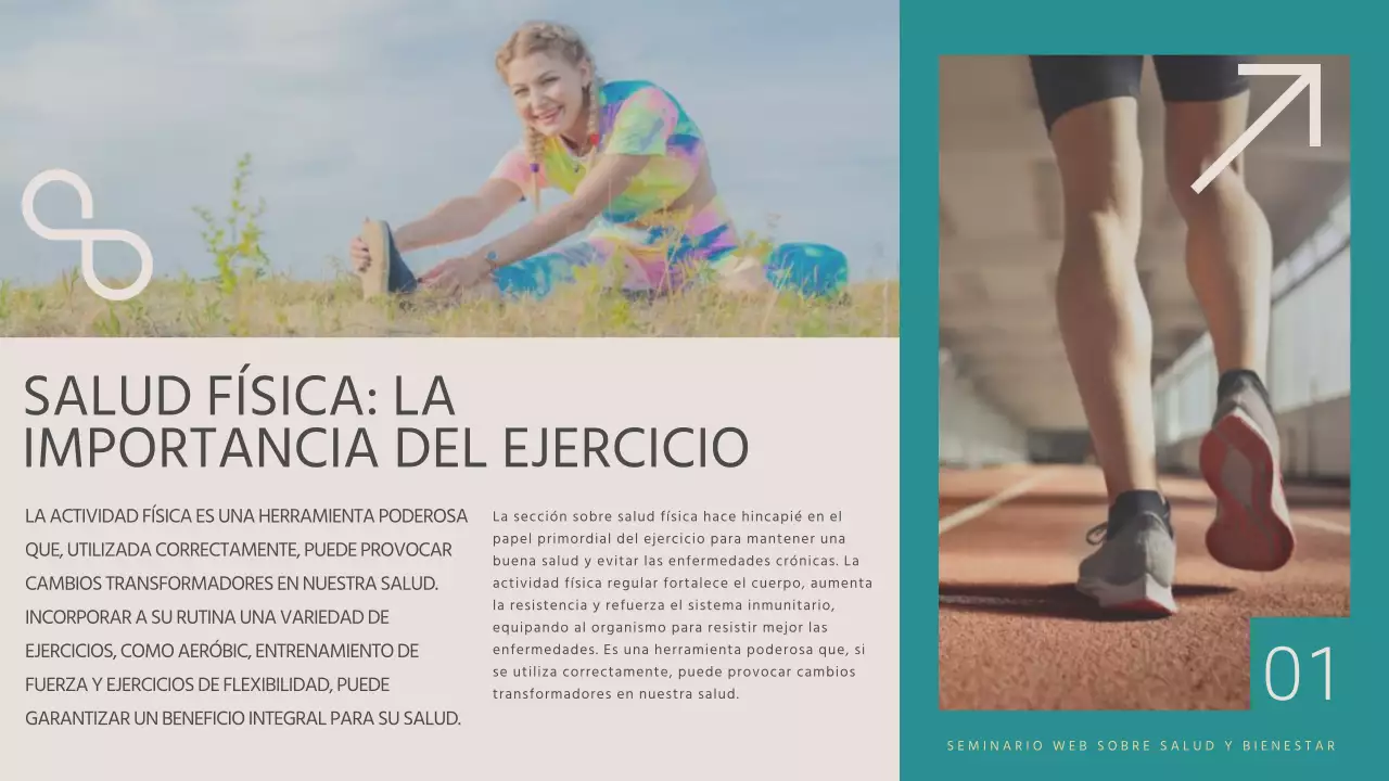 Azul y amarillo Material para seminarios web sobre salud y bienestar modernos