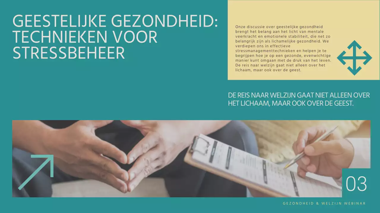 Blauw en geel modern gezondheids- en wellness webinar lezingenmateriaal