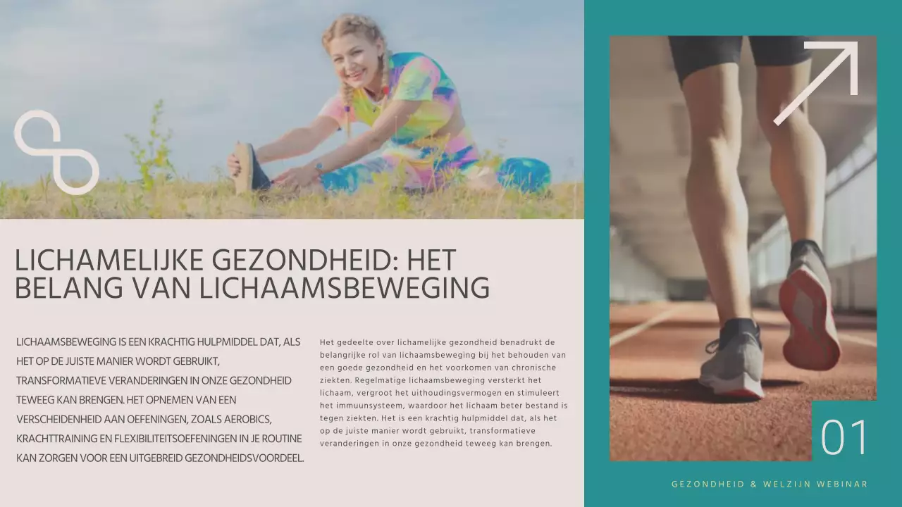 Blauw en geel modern gezondheids- en wellness webinar lezingenmateriaal