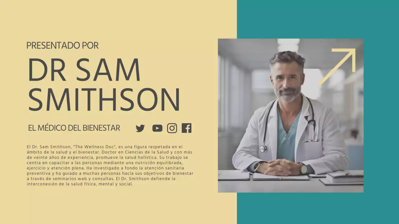 Azul y amarillo Material para seminarios web sobre salud y bienestar modernos