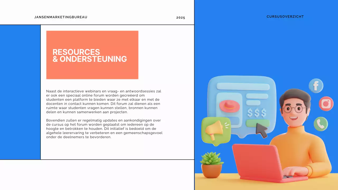 Blauw en oranje modern online lesmateriaal