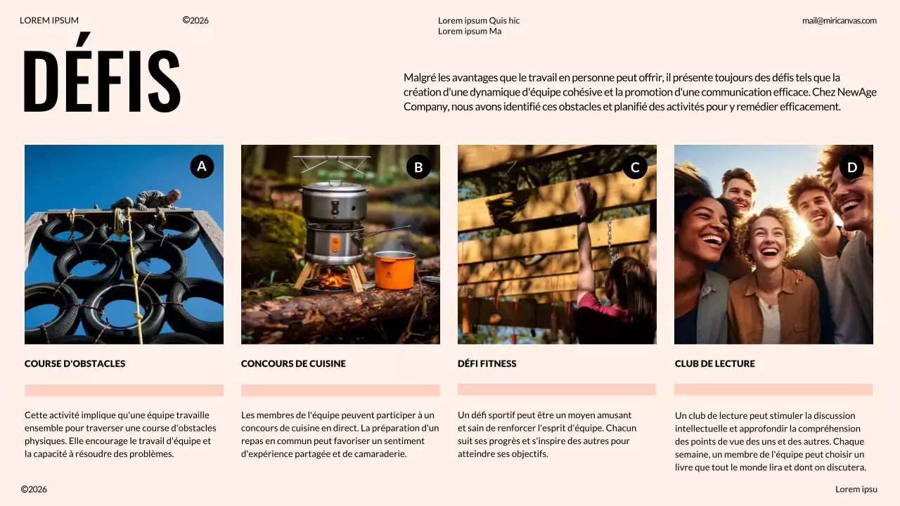 Proposition de team building moderne ivoire et orange