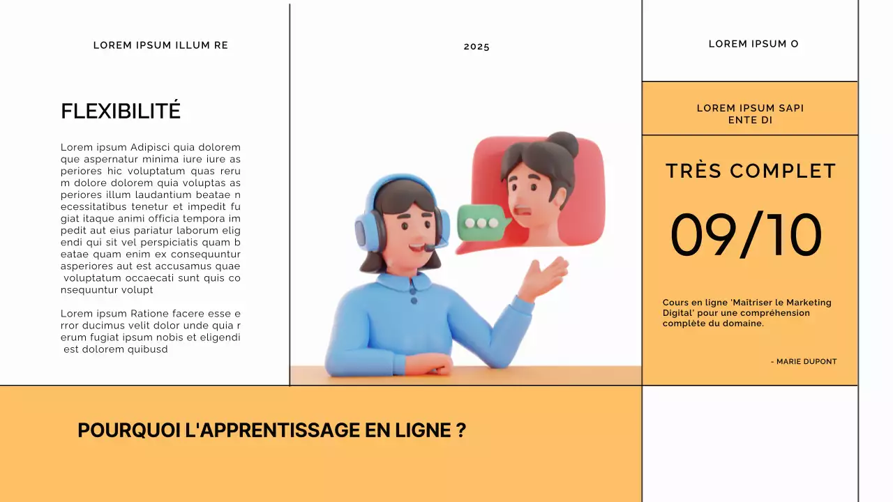 Matériel de cours pour l'apprentissage en ligne moderne bleu et orange