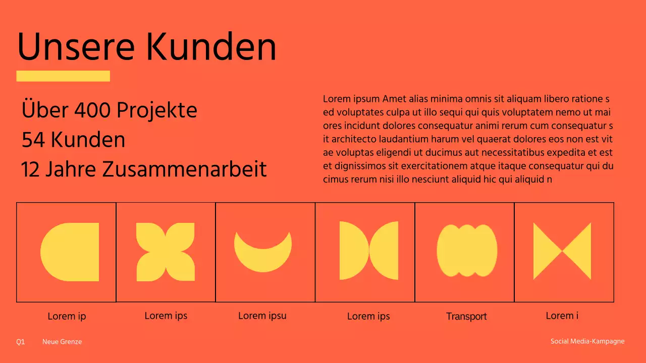 Moderne Social-Media-Kampagne in Orange und Gelb