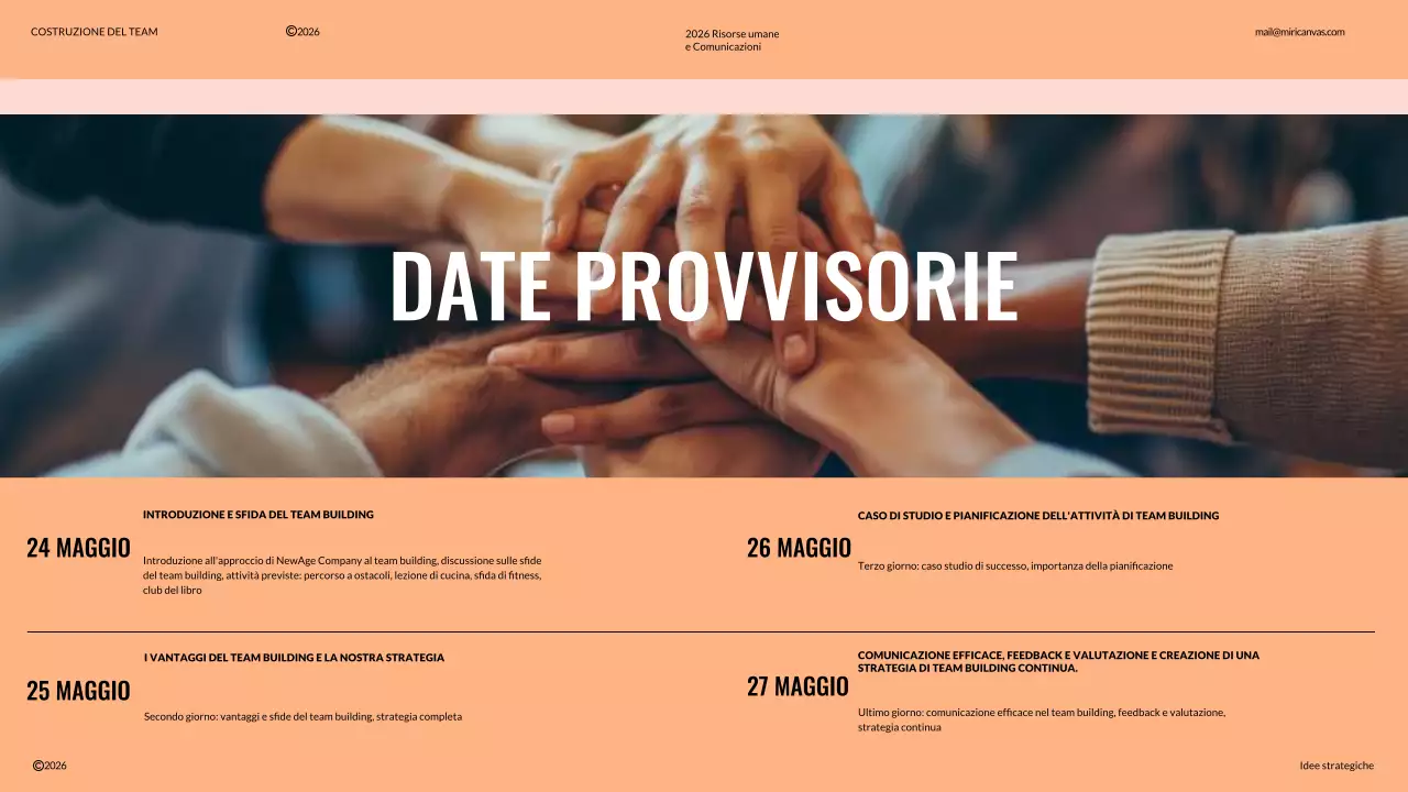 Proposta di team building moderno avorio e arancione