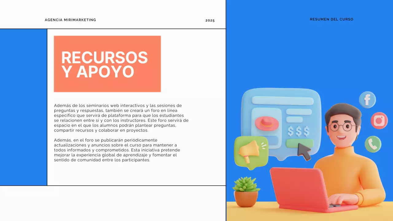 Azul y naranja Material didáctico del curso moderno de aprendizaje en línea