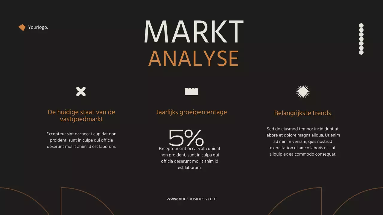 Zwart en Oranje Minimal Elegant Aankondiging Vastgoed Marketing Strategie