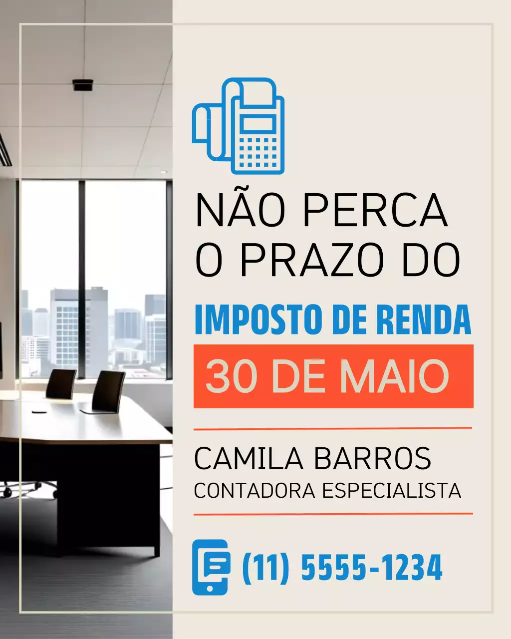 Publicação no Instagram sobre o anúncio de impostos modernos bege