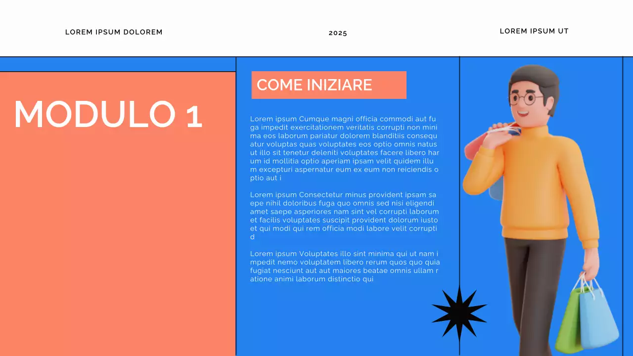 Materiale didattico del corso online moderno blu e arancione