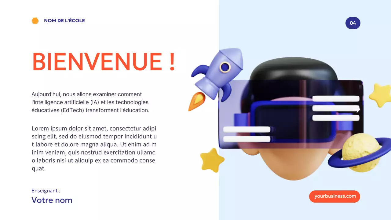 Bleu Orange Moderne Minimal Comment la technologie favorise l'apprentissage Introduction