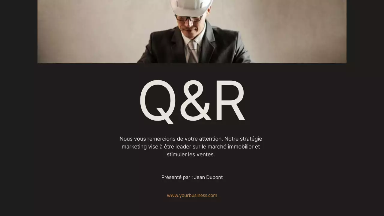 Noir et orange Minimal Elegant Real Estate Marketing Strategy Announcement