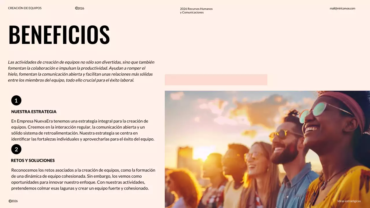 Propuesta de Team Building Moderno Marfil y Naranja