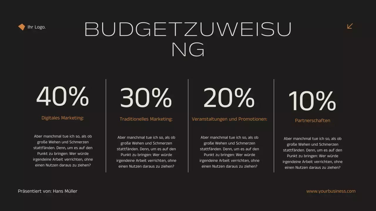 Schwarz und Orange Minimal Elegant Immobilien Marketing Strategie Ankündigung