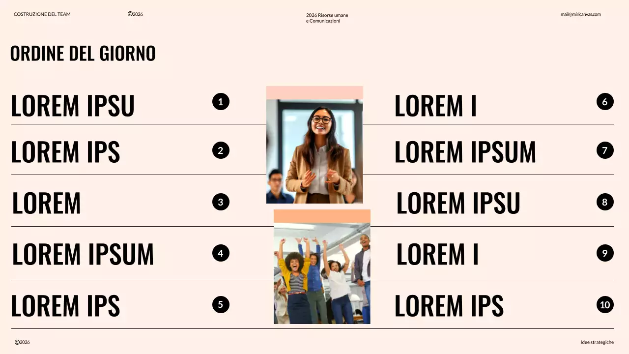 Proposta di team building moderno avorio e arancione