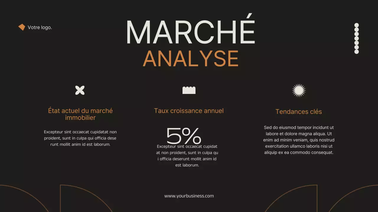 Noir et orange Minimal Elegant Real Estate Marketing Strategy Announcement