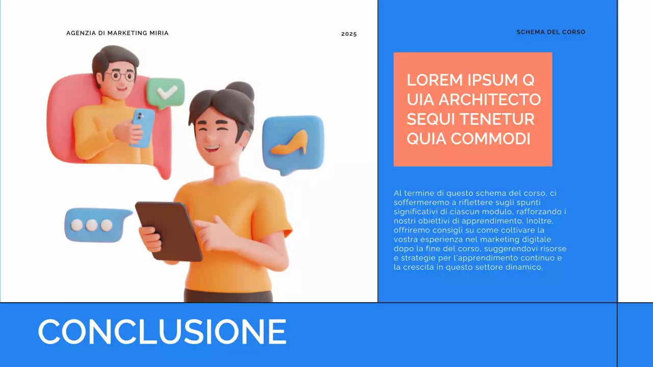 Materiale didattico del corso online moderno blu e arancione