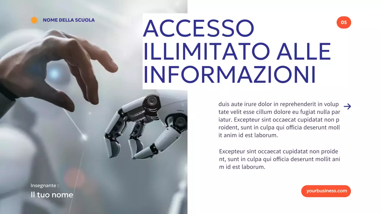 Blu Arancione Moderno Minimal Come la tecnologia potenzia l'apprendimento Introduzione