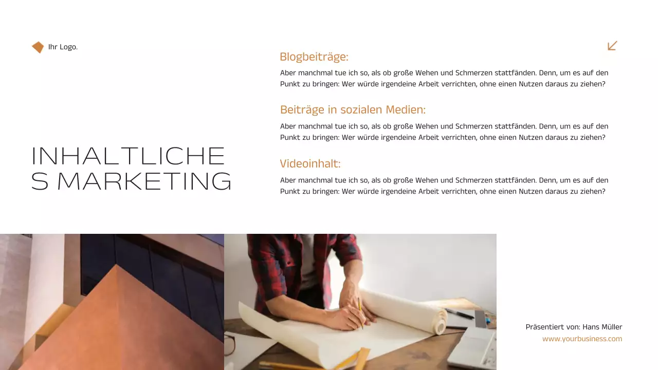 Schwarz und Orange Minimal Elegant Immobilien Marketing Strategie Ankündigung