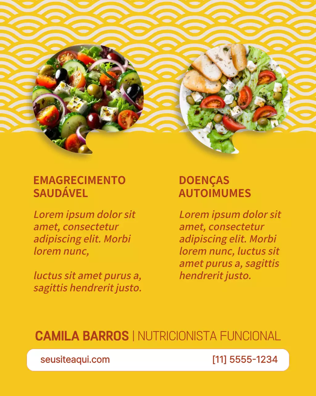 Publicação amarela do Instagram sobre nutrição moderna